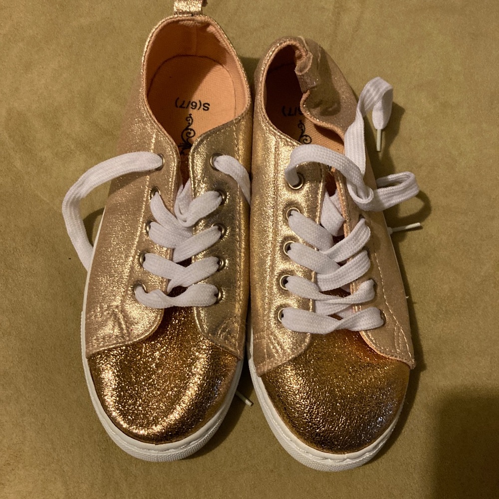 Ladies gold sneakers